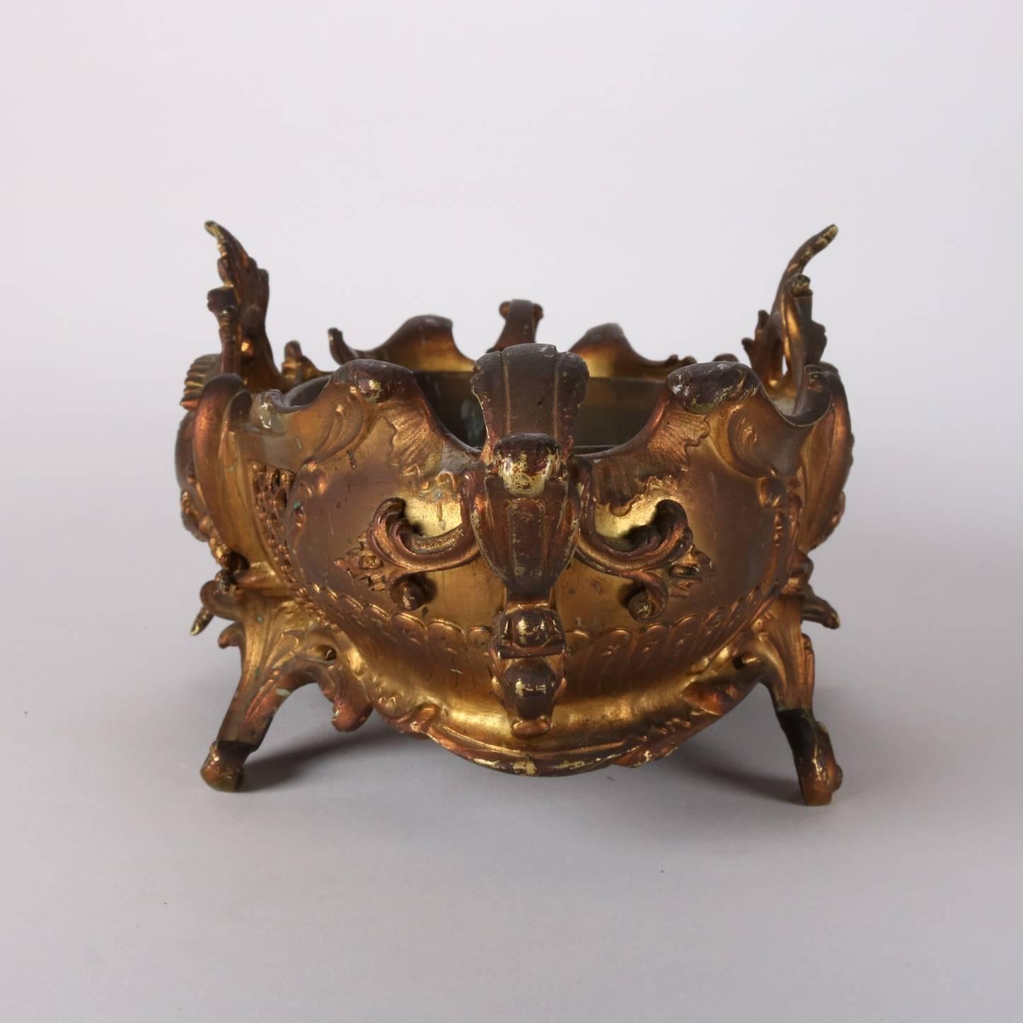 Antique French Rococo Gilt Bronze Pierced Footed Console Bowl, 19th Century 1