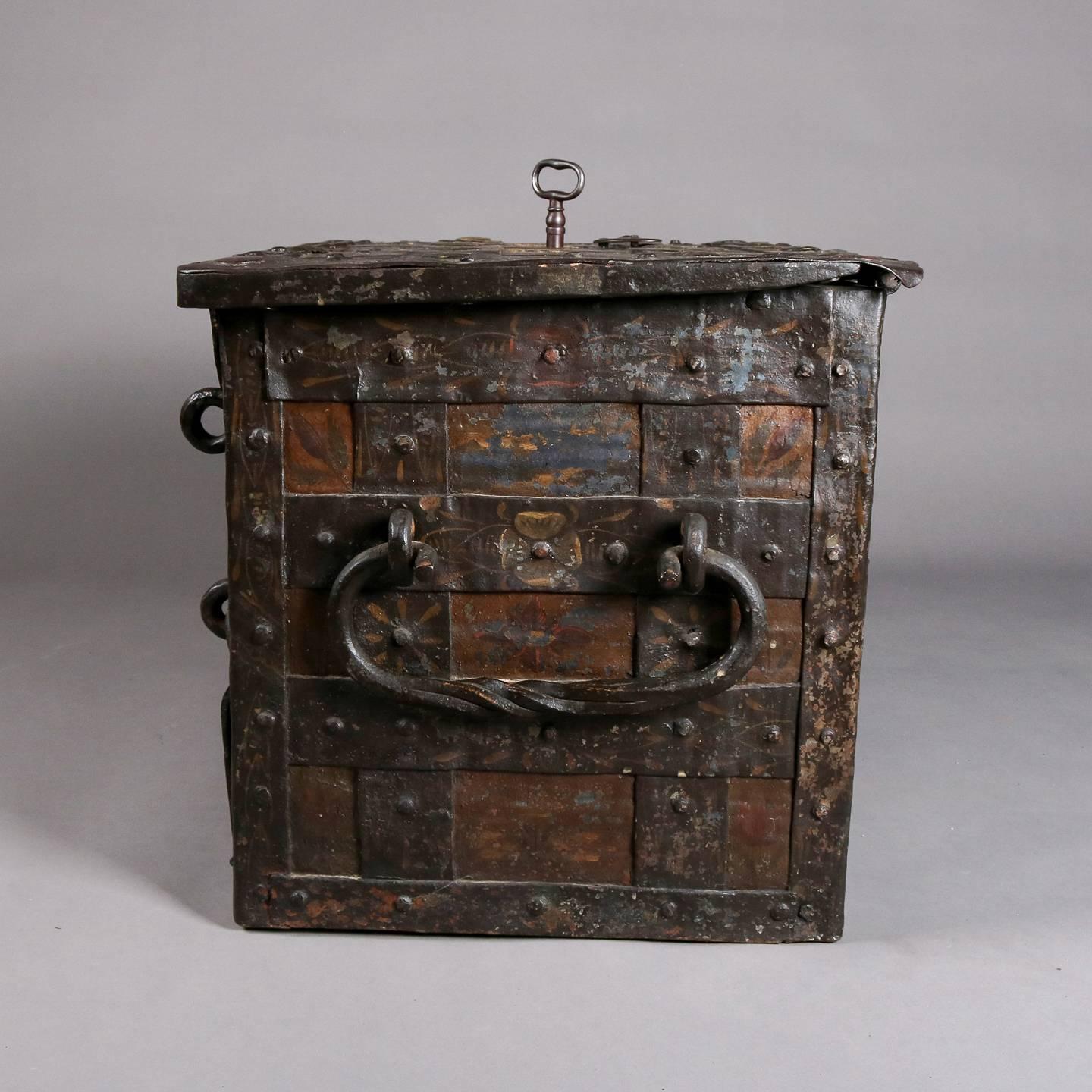 Hand-Forged Iron Pirate's Chest with Hand-Painted Maritime Vignettes 1