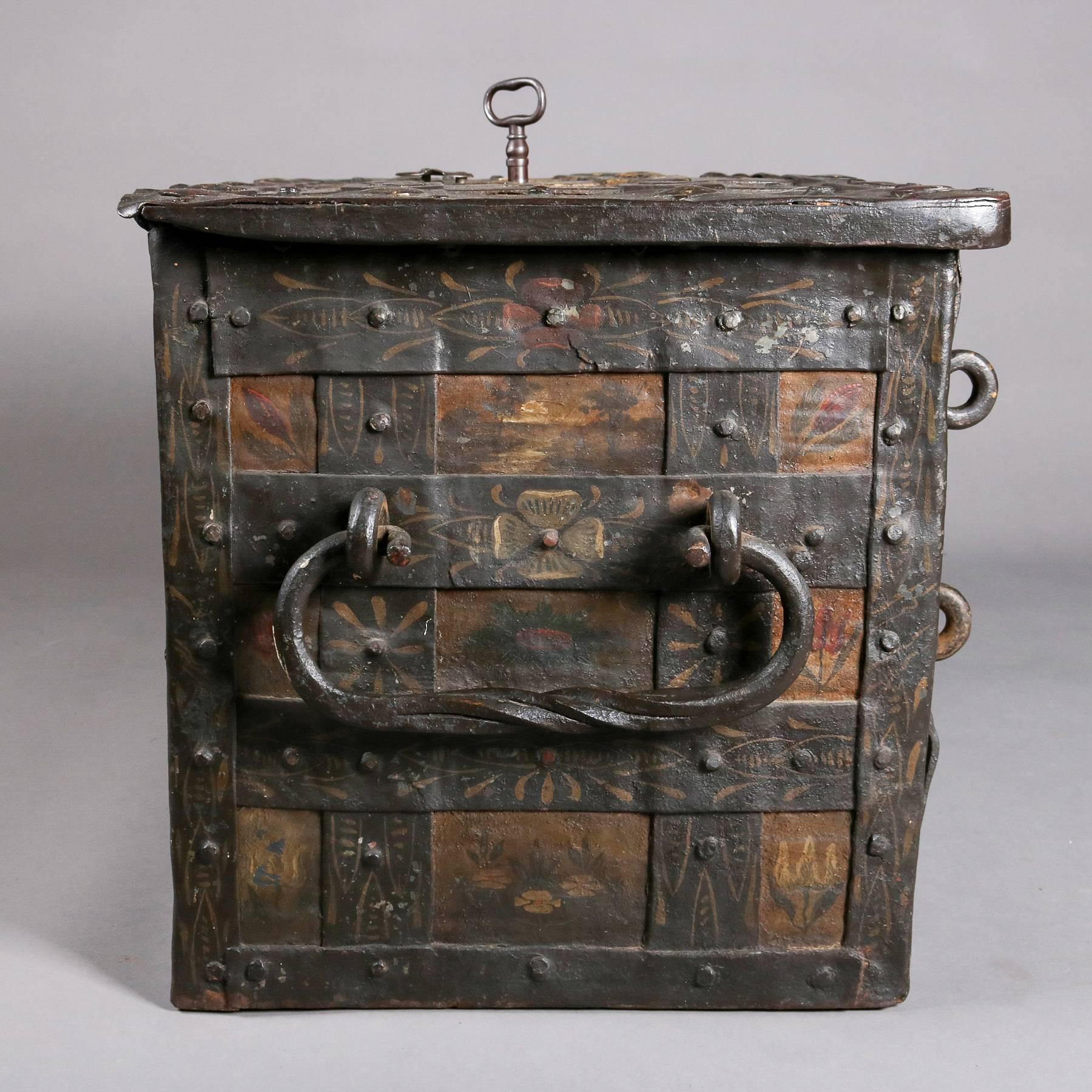 Hand-Forged Iron Pirate's Chest with Hand-Painted Maritime Vignettes 3