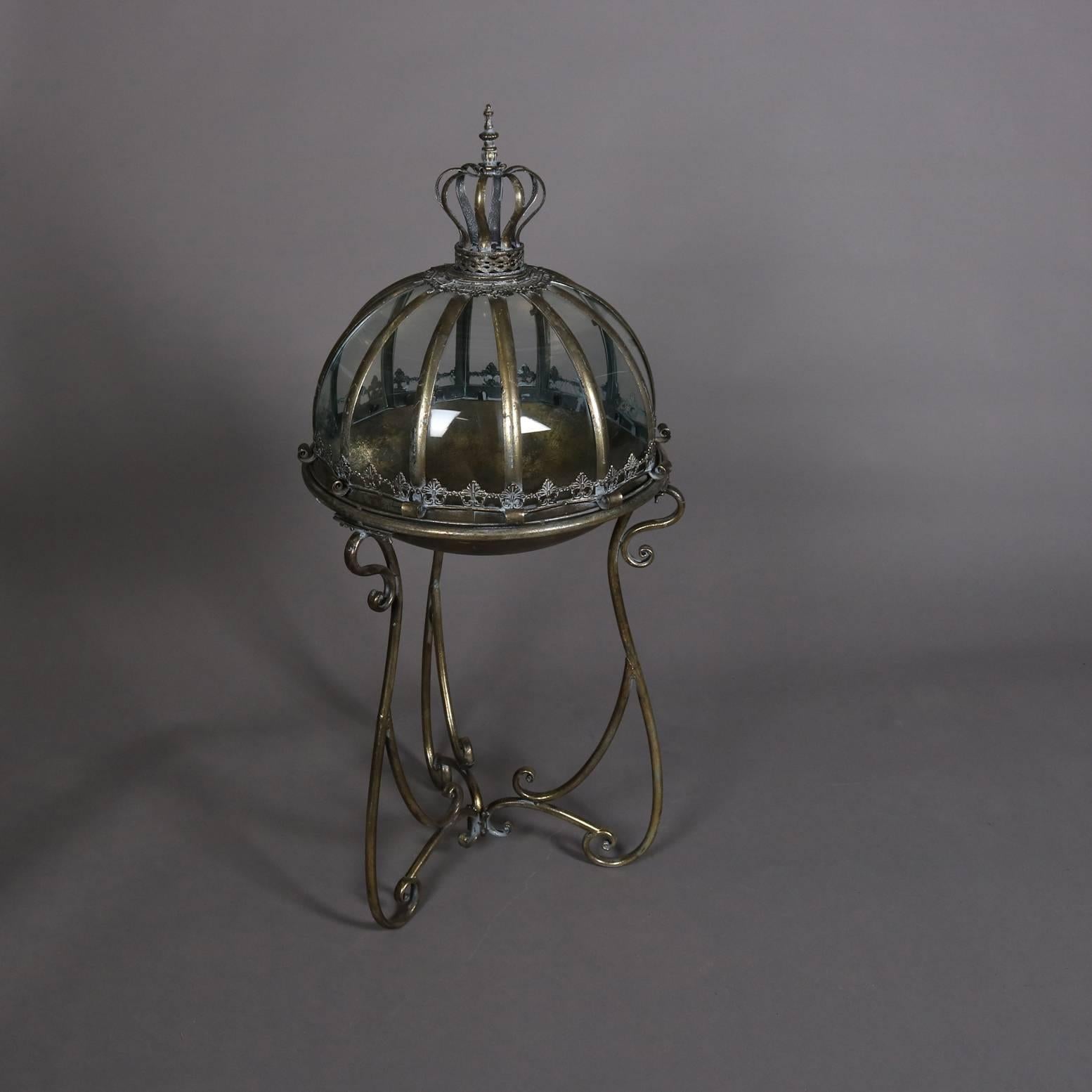 American Hollywood Regency Domed Glass Terrarium Display, 20th Century