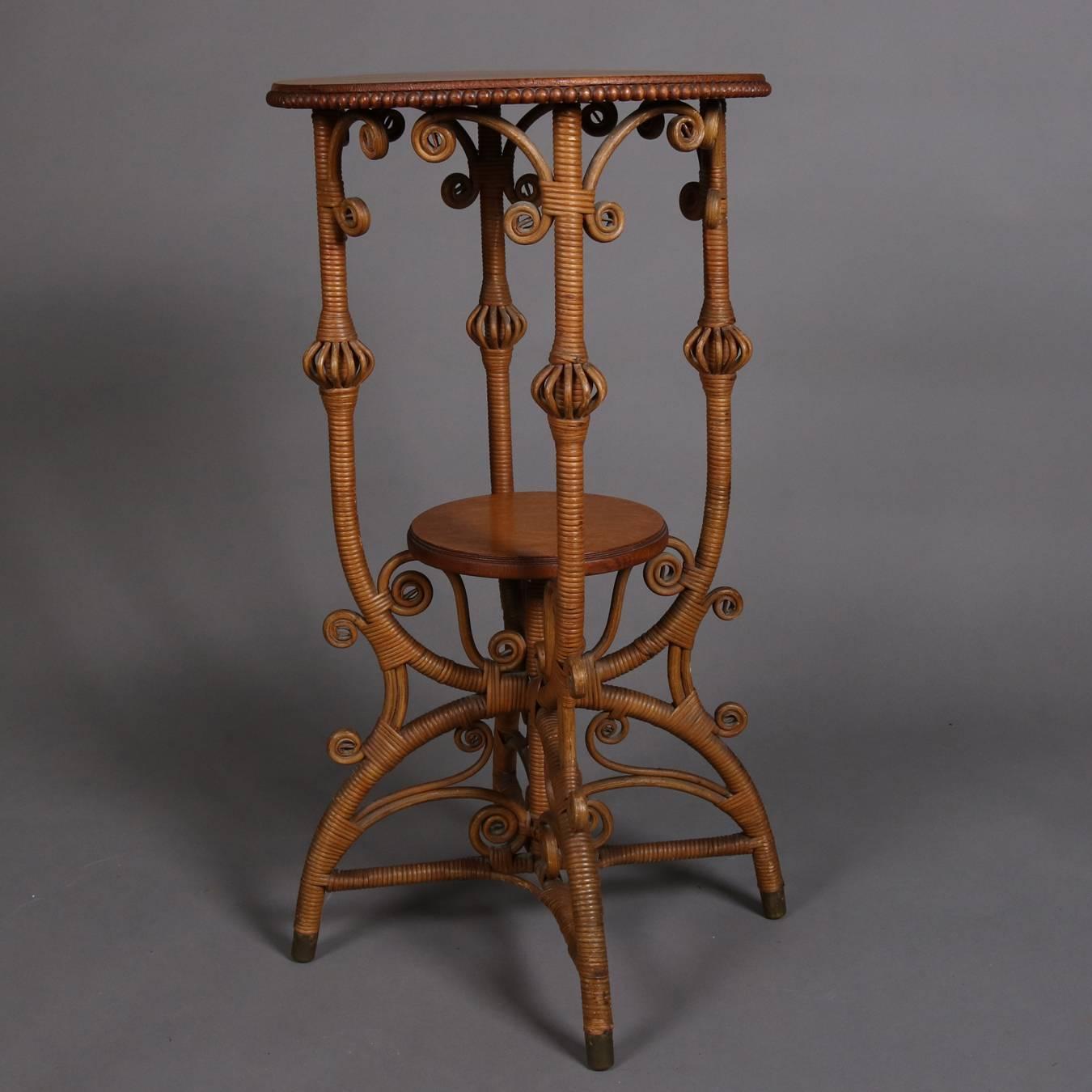 Victorian Heywood-Wakefield School Wicker and Rattan Plant Stand, 20th Century 1