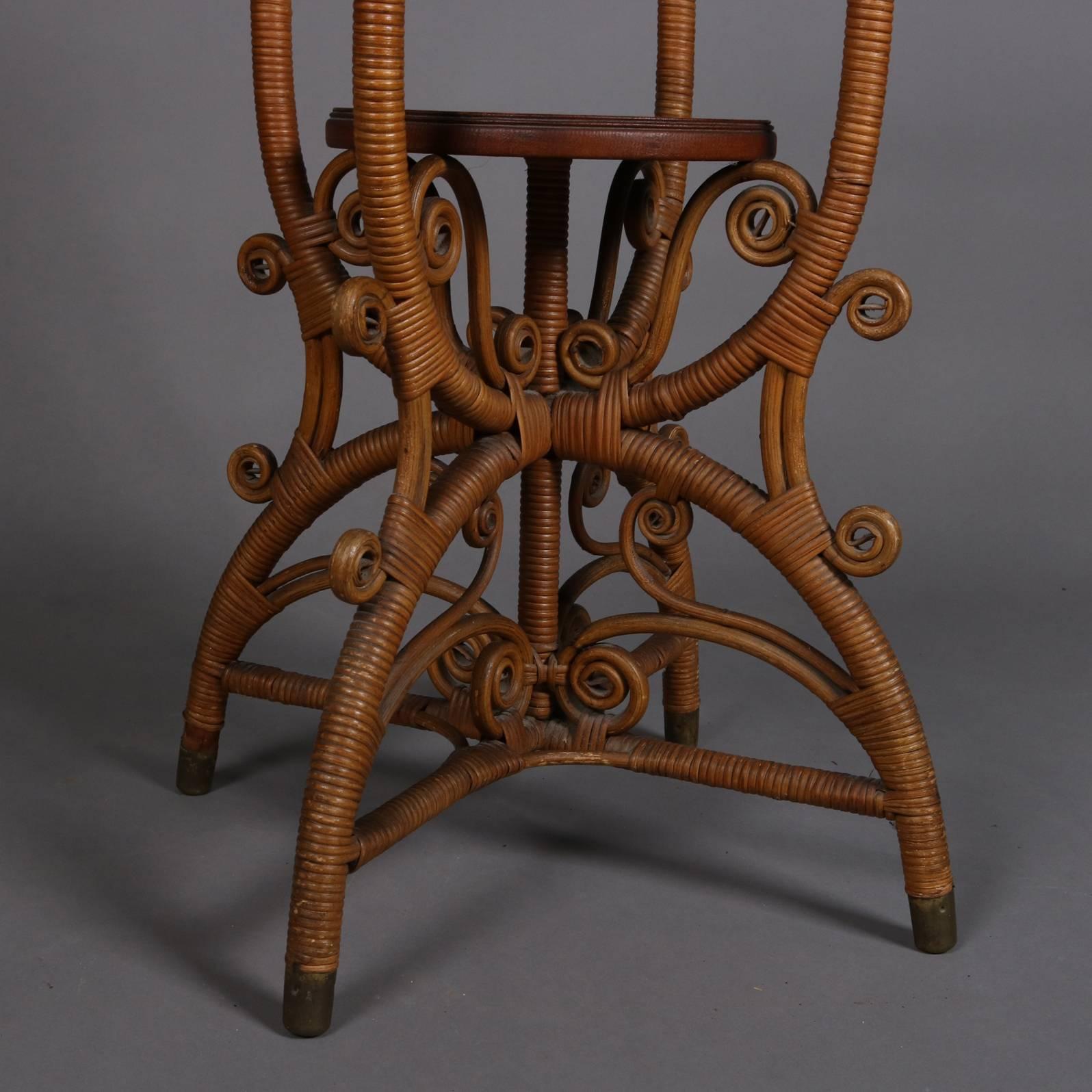 Victorian Heywood-Wakefield School Wicker and Rattan Plant Stand, 20th Century 4