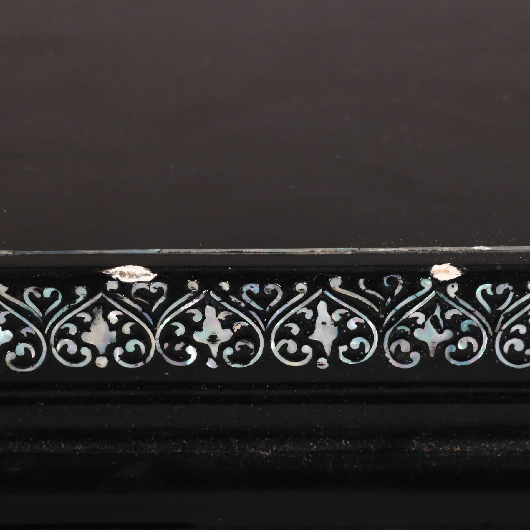 Asian Style Ebonized and Mother-of-Pearl Inlaid Tabletop Credenza, 20th Century 4