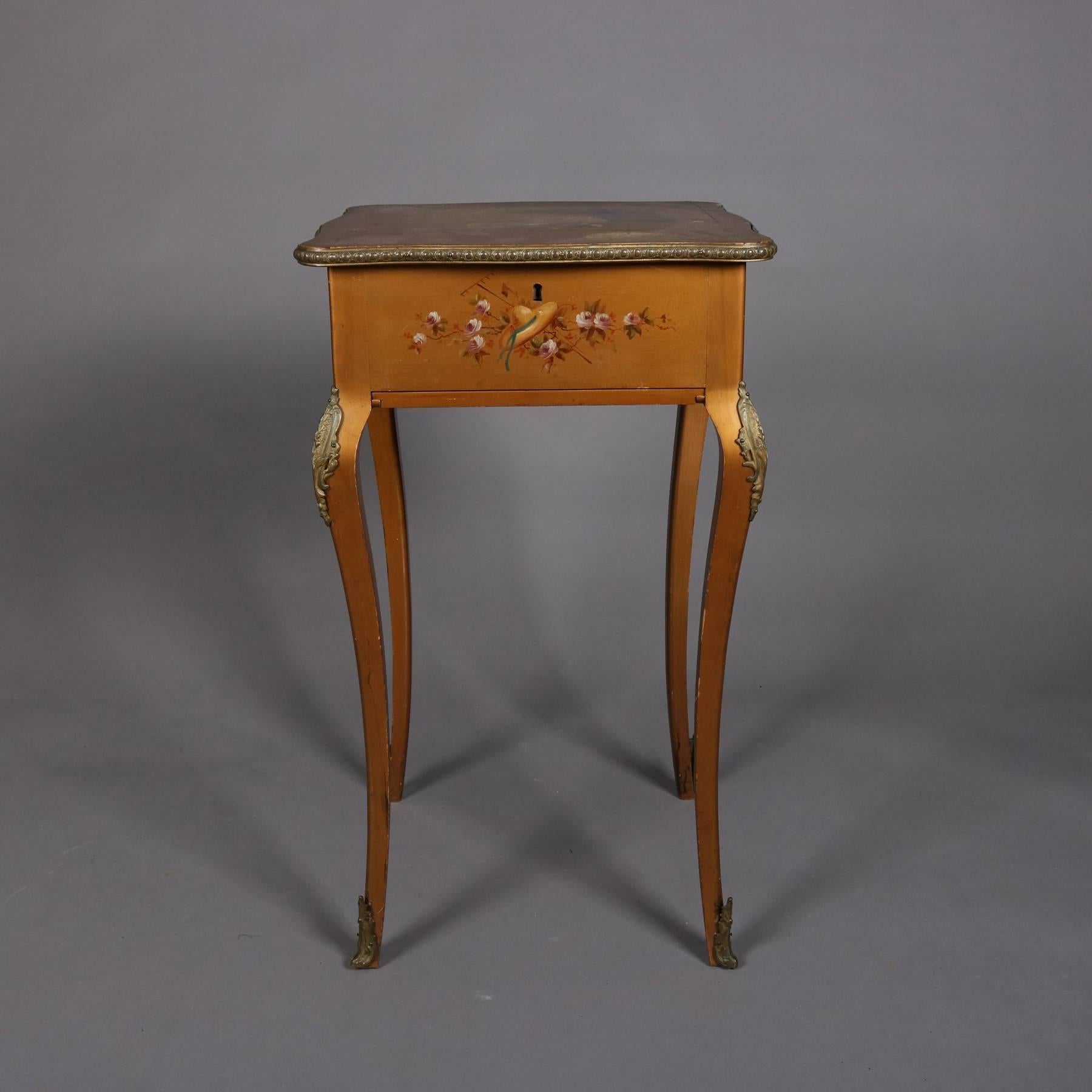 Antique French Classical Vernis Martin Style Giltwood Dressing Table 3