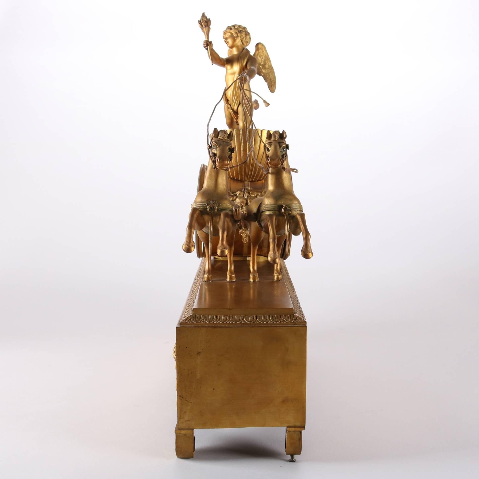 Antique French Empire Napoleon III Figural Gilt Bronze Mantel Clock 2