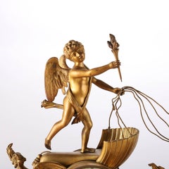 Antique French Empire Napoleon III Figural Gilt Bronze Mantel Clock