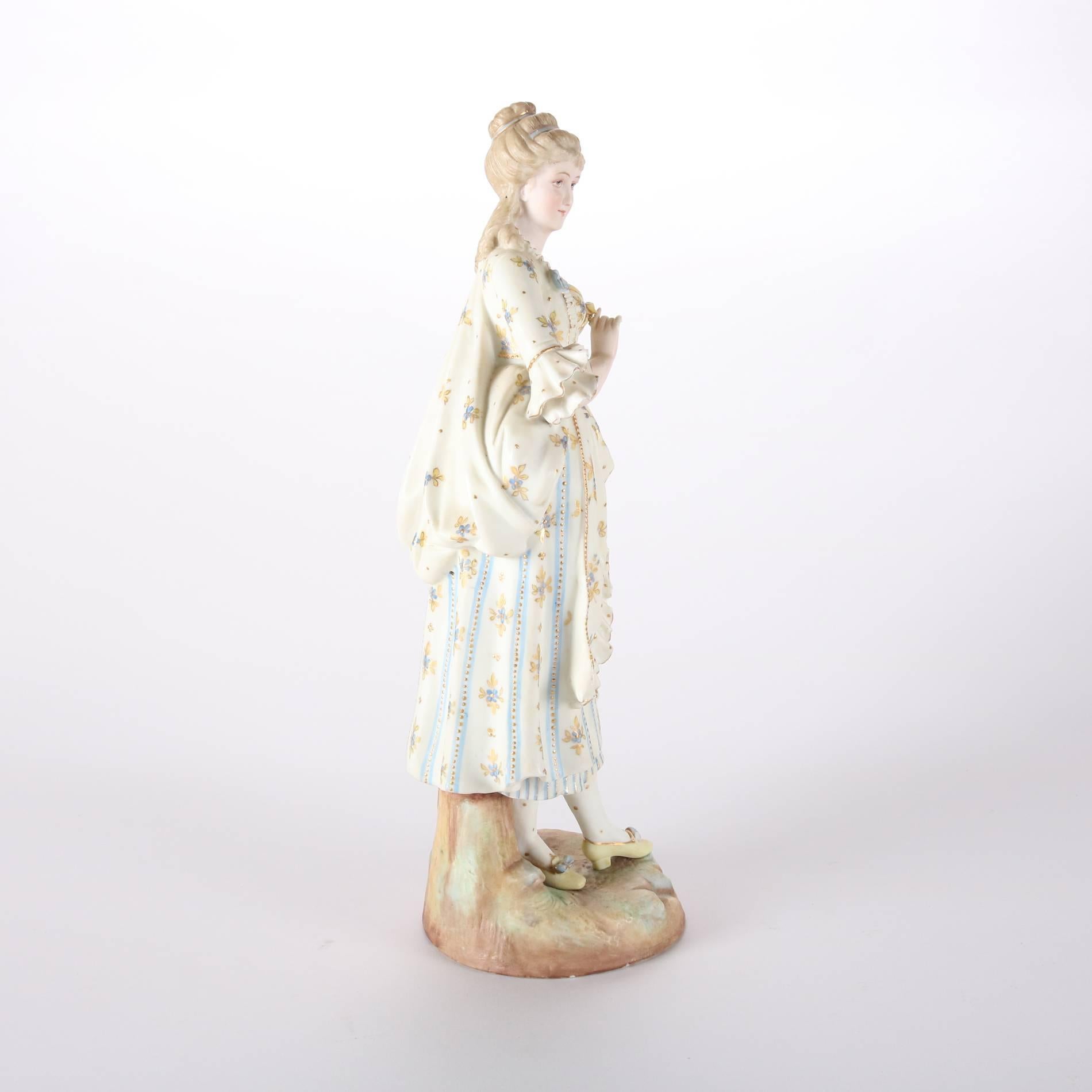 Antique Large English Hand-Painted & Gilt Bisque Porcelain Figure, 19th Century 7