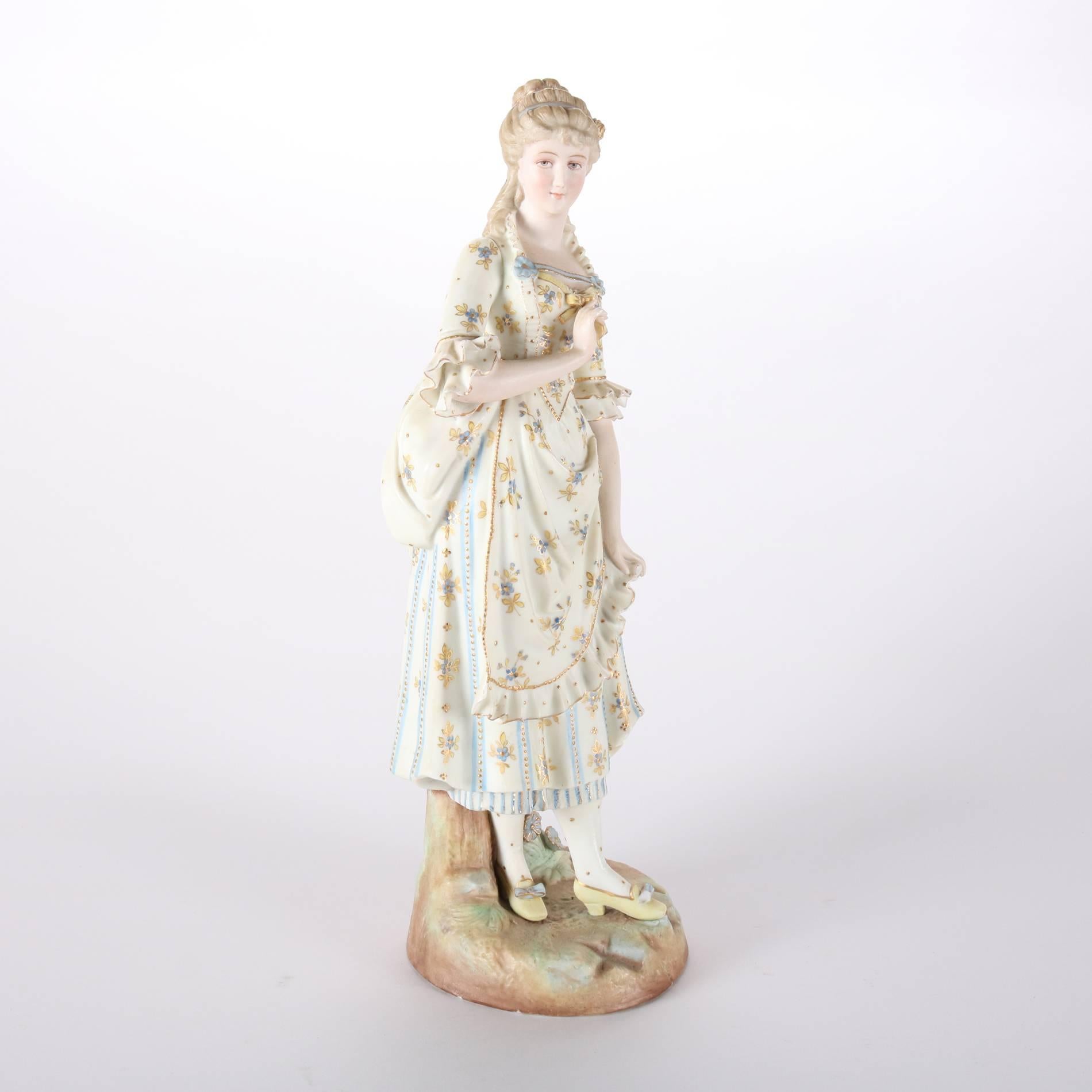 Antique Large English Hand-Painted & Gilt Bisque Porcelain Figure, 19th Century 6