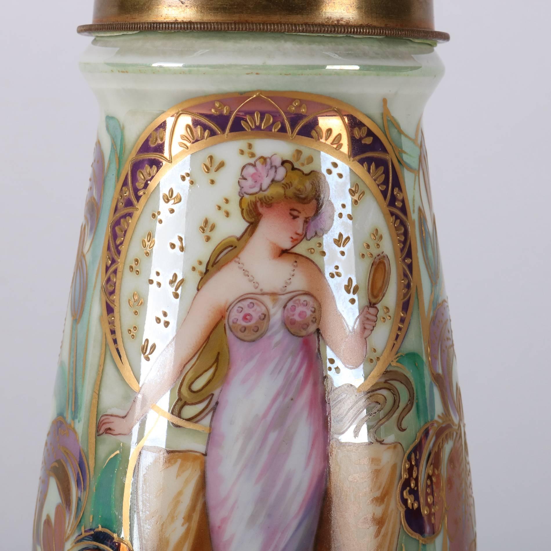 French Antique Art Nouveau Sevres Petite Portrait Urn, Signed Lix, Early 20th Century