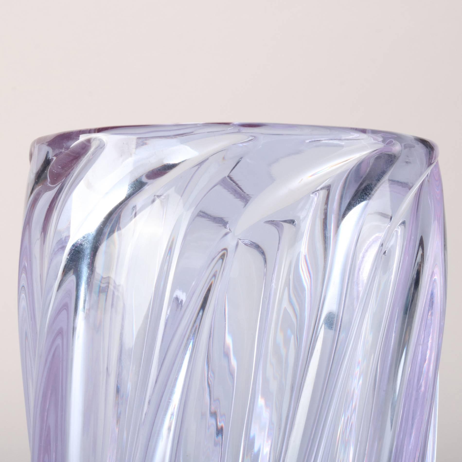 Antique French Baccarat School Lead Crystal Vase, Sky Blue, 20th Century In Good Condition In Big Flats, NY