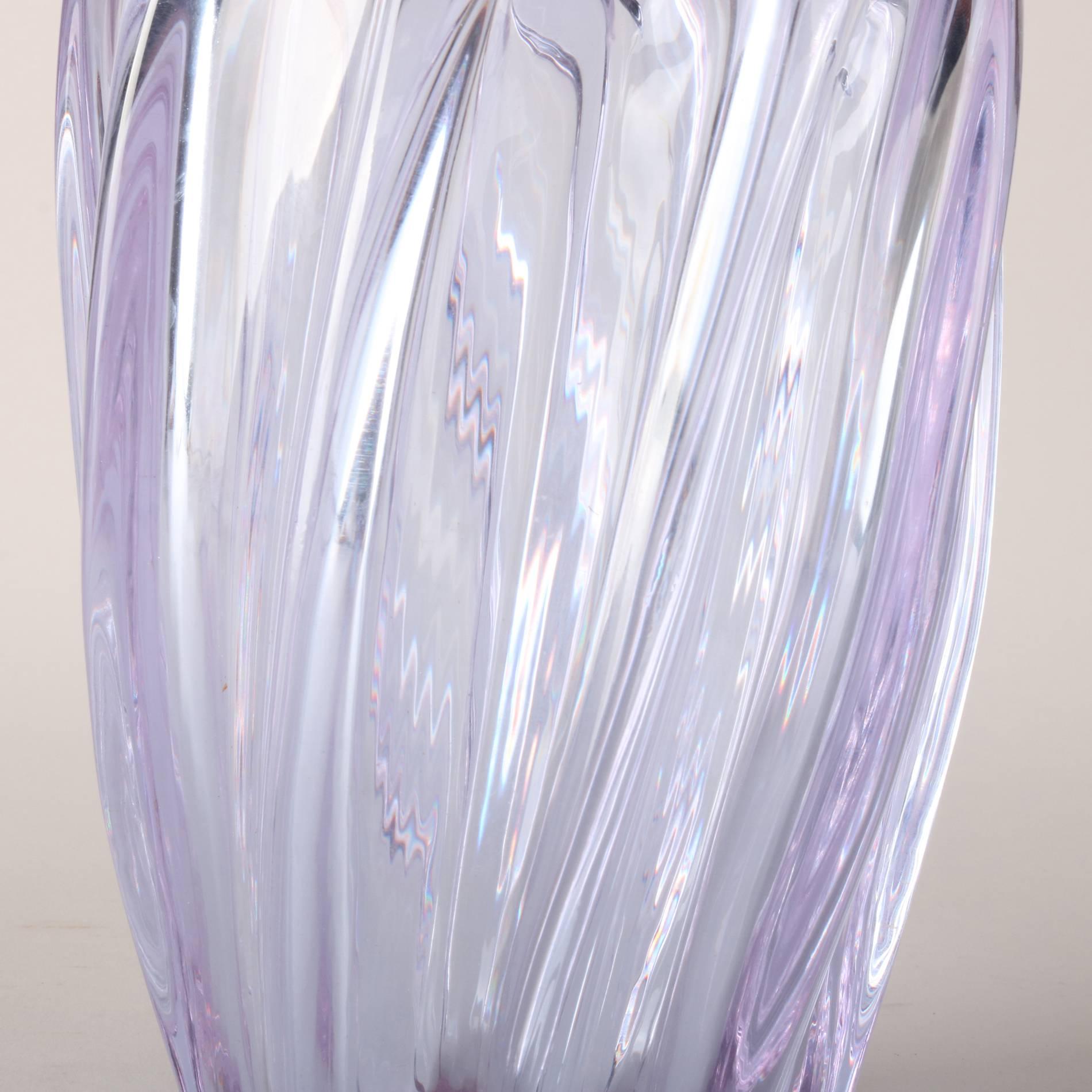 Antique French Baccarat School Lead Crystal Vase, Sky Blue, 20th Century 1