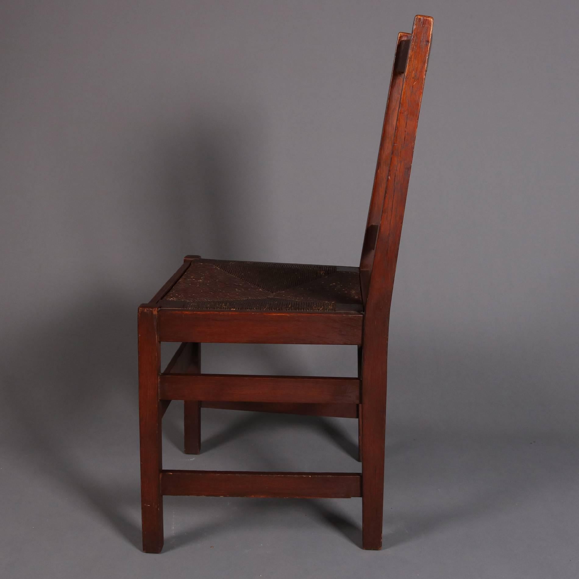 American Four Arts & Crafts Mission Oak L. & J.G. Stickley Spindle Chairs, 20th Century