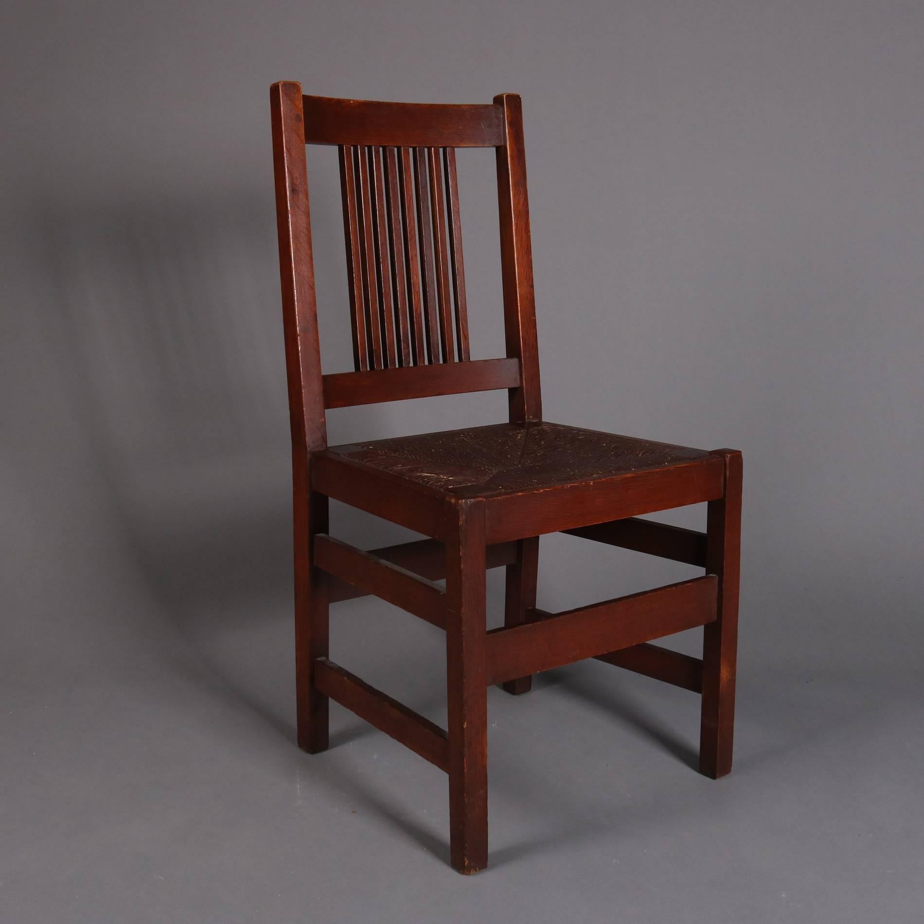 Four Arts & Crafts Mission Oak L. & J.G. Stickley Spindle Chairs, 20th Century 1