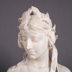 Antique Italian Marble Buste de Femme by E. Fiaschi, 19th Century