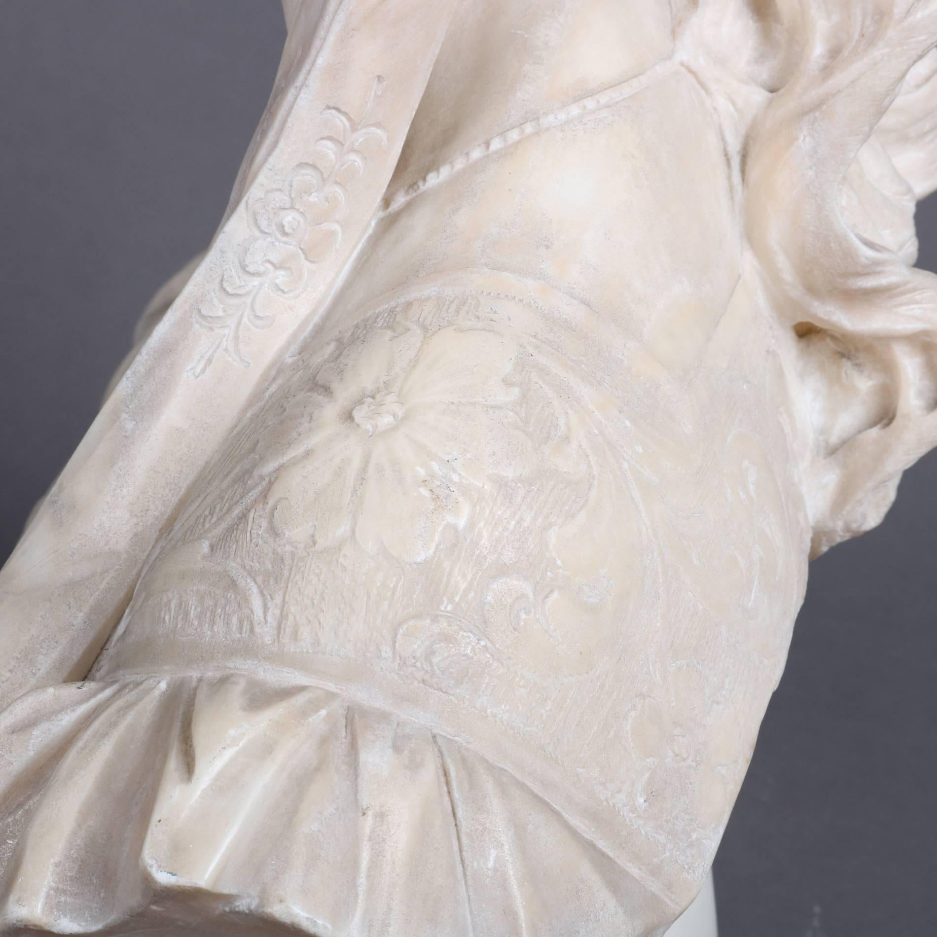 Antique Italian Marble Buste de Femme by E. Fiaschi, 19th Century In Good Condition In Big Flats, NY