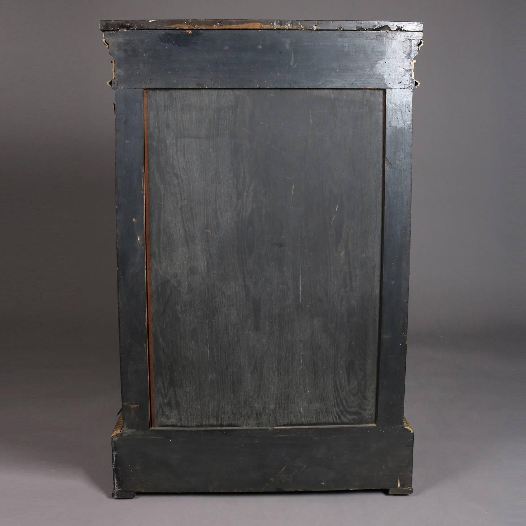 19th Century Antique French Boulle and Ormolu Figural Slate Top Display Cabinet, 20th Century