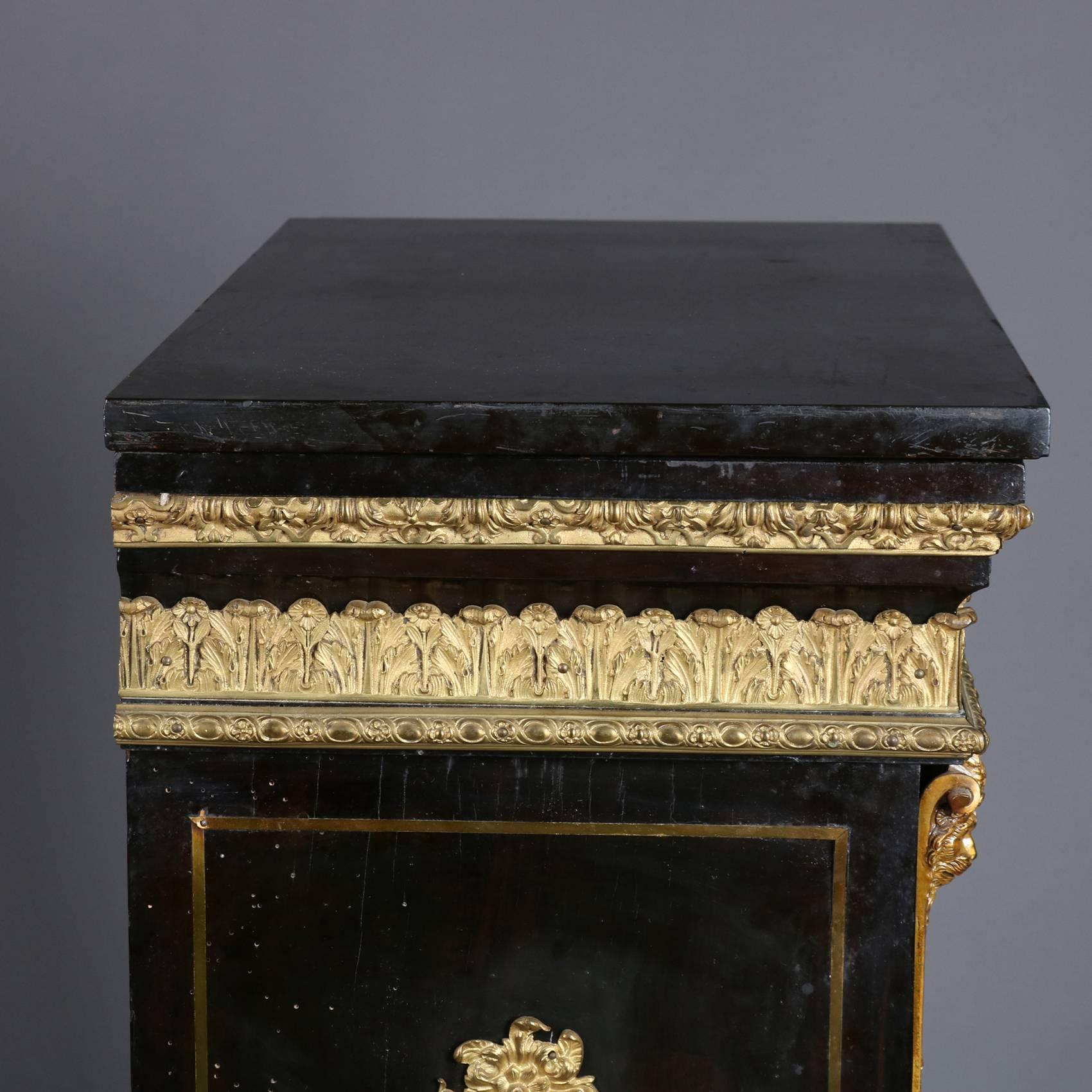 Antique French Boulle and Ormolu Figural Slate Top Display Cabinet, 20th Century 2