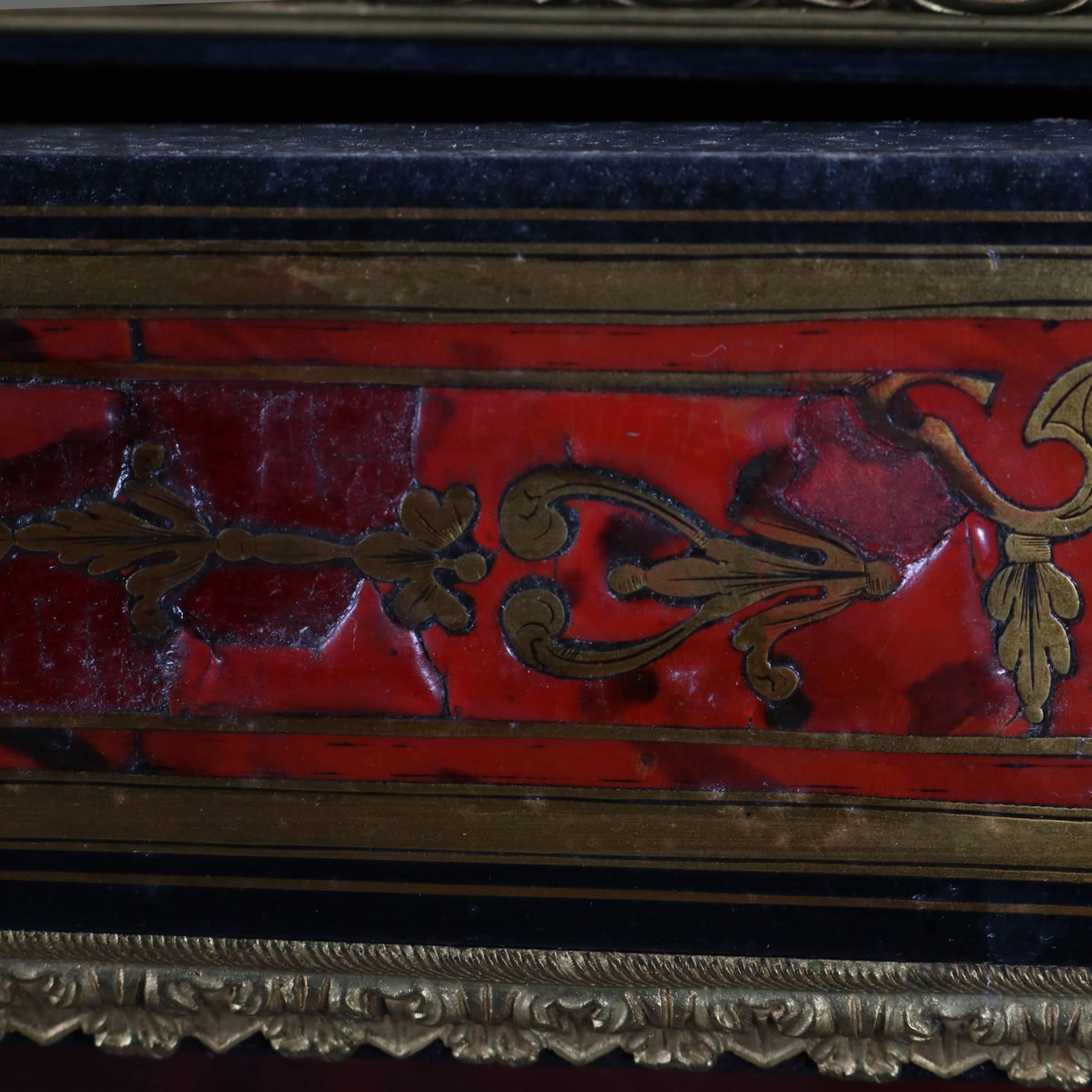 Antique French Boulle and Ormolu Figural Slate Top Display Cabinet, 20th Century 1