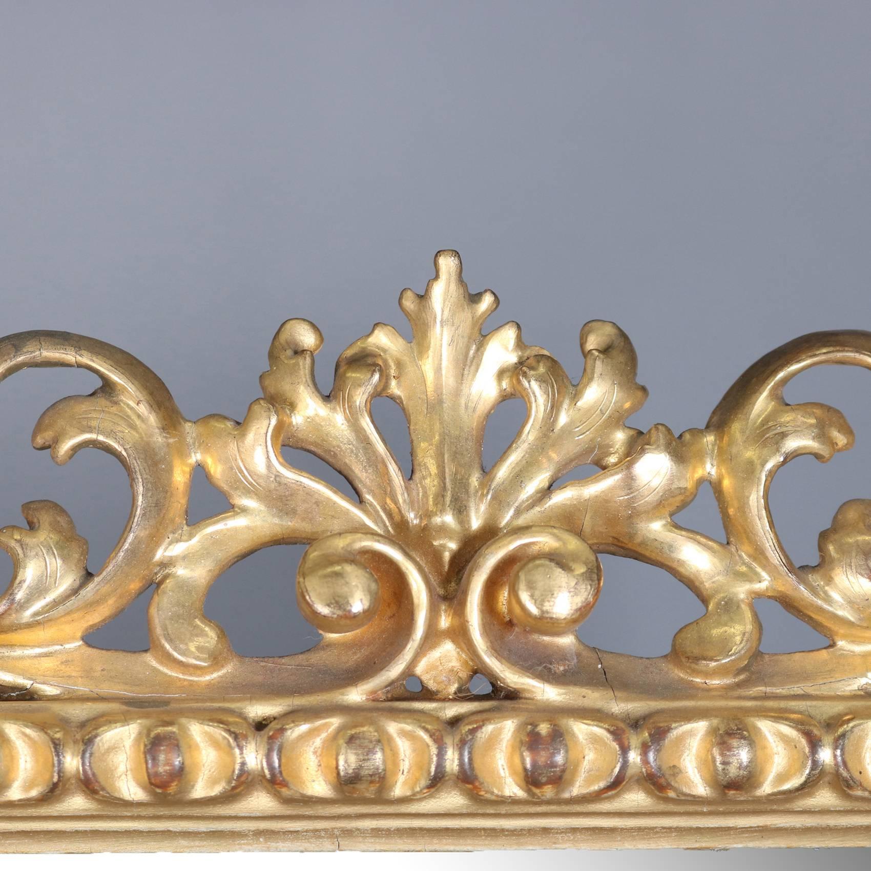 Italian Rococo Style Reticulated Foliate Form Giltwood Mirror, 20th Century In Good Condition In Big Flats, NY