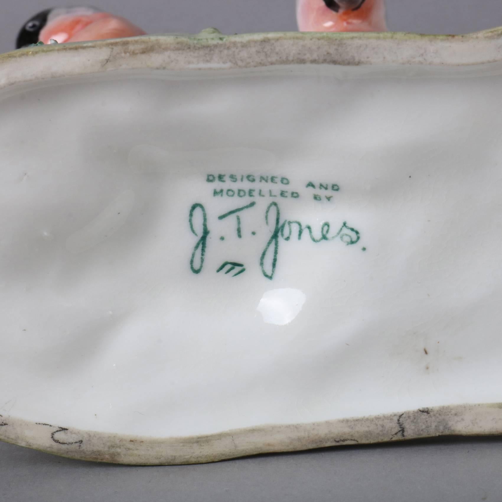 Antique English Staffordshire Porcelain Eurasian Bullfinch by J.T. Jones 1