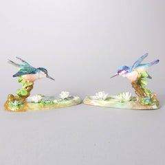 Pair of Antique English Staffordshire Porcelain J. T. Jones King Fishers