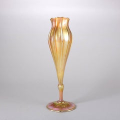 Antique Louis Comfort Tiffany Favrile Flora Form Tulip Vase, Signed
