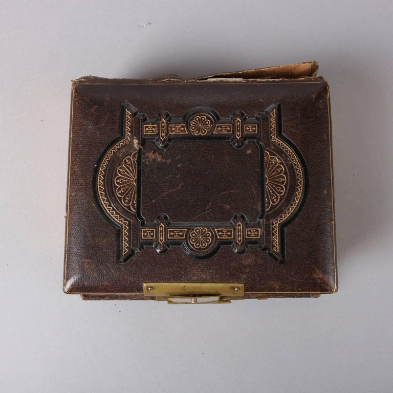 Antique Victorian Novelty Photo Album or Postcard Book with Music Box