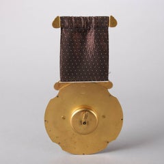 Antique French Guilloche and Gilt Bronze Henri Blanc Chevron Pendant Clock