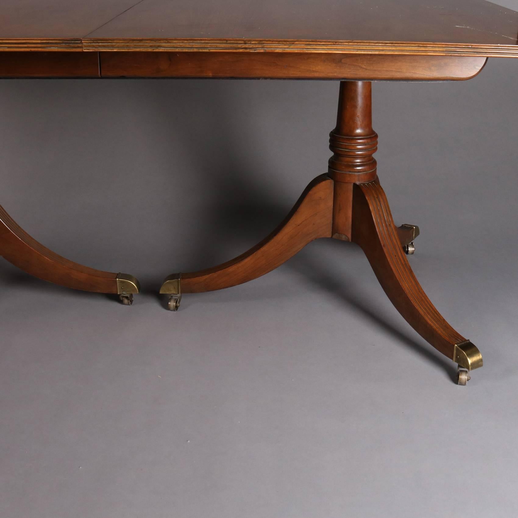 Vintage Mahogany Duncan Phyfe Style Baker Double Pedestal Table, 20th Century In Good Condition In Big Flats, NY