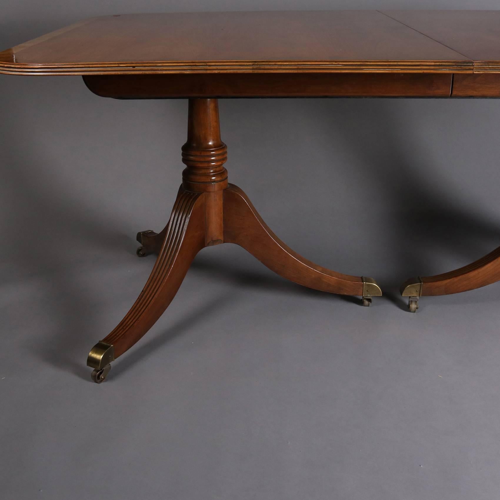 American Vintage Mahogany Duncan Phyfe Style Baker Double Pedestal Table, 20th Century