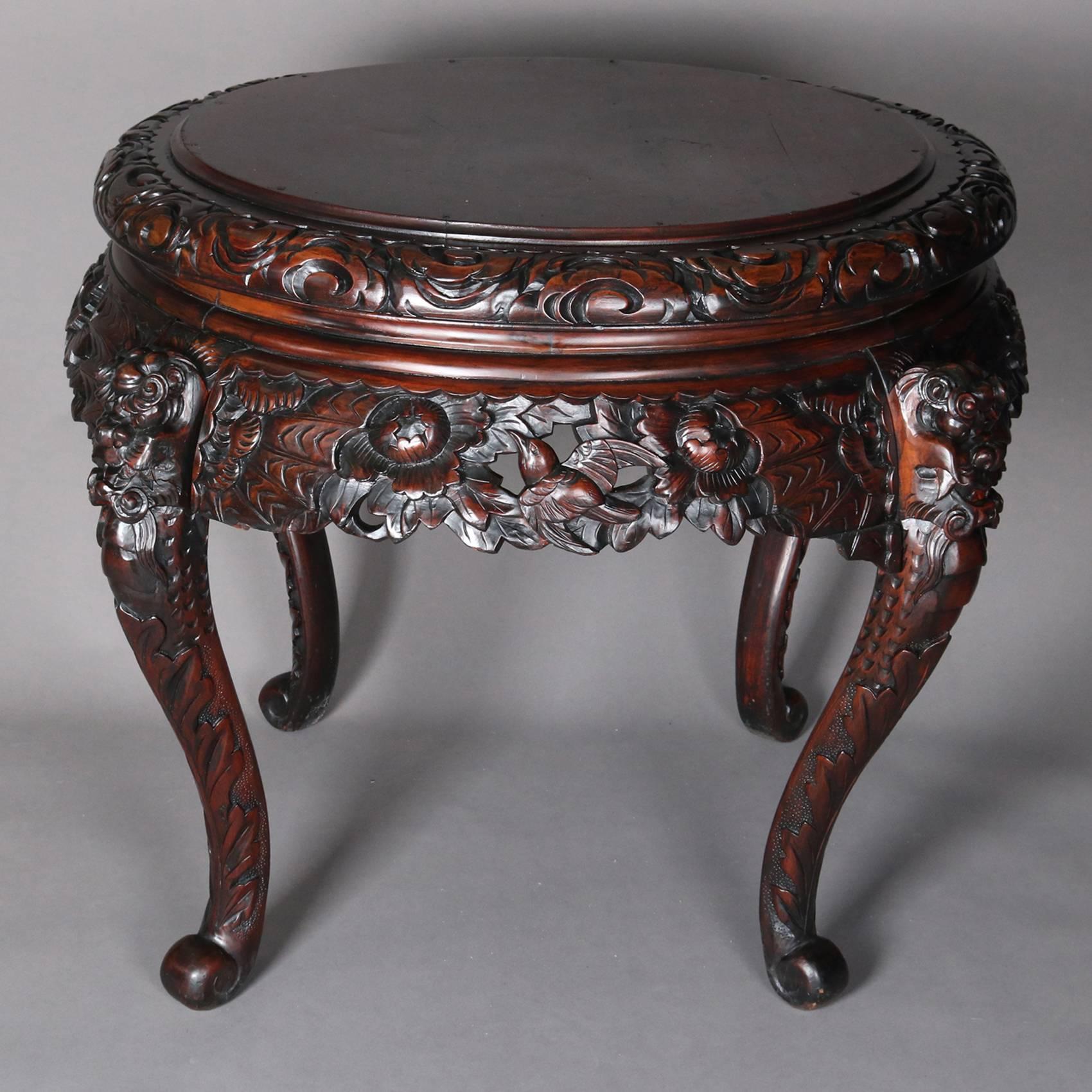 Antique Japanese Carved Hardwood Figural Centre Table, 19th Century In Good Condition In Big Flats, NY