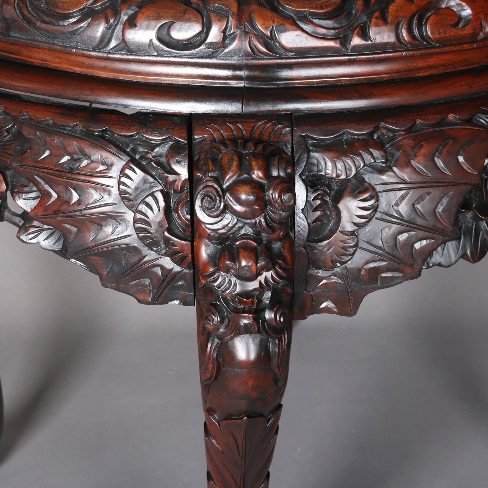 Chinese Antique Japanese Carved Hardwood Figural Centre Table, 19th Century
