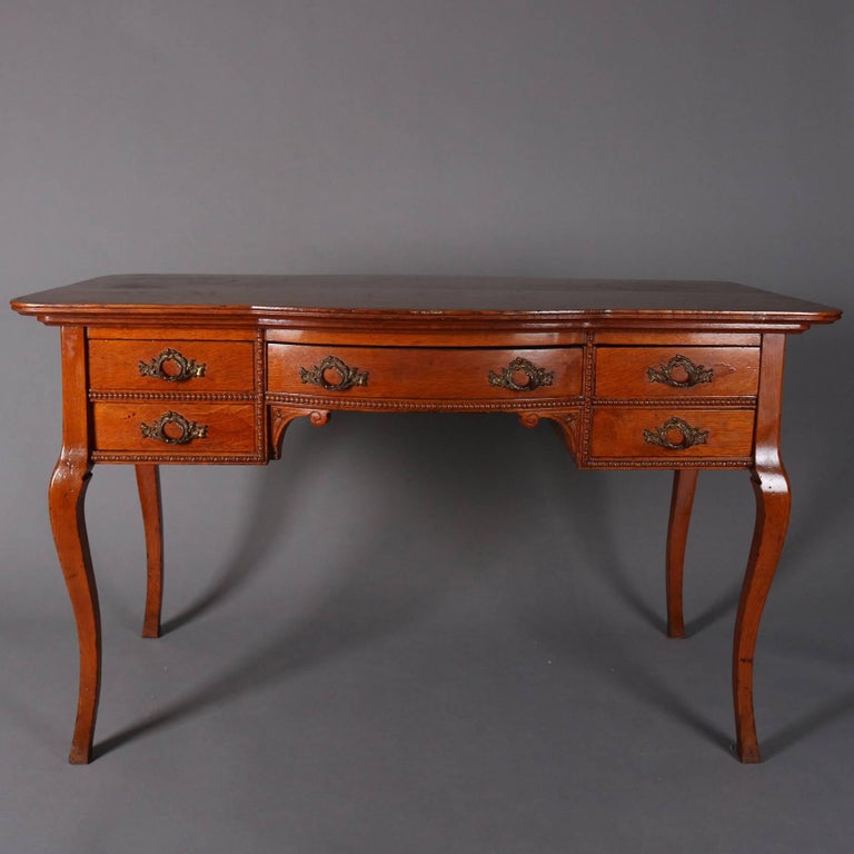 Carved Golden Oak French Style Ladies Writing Desk by R.J. Horner, 20th