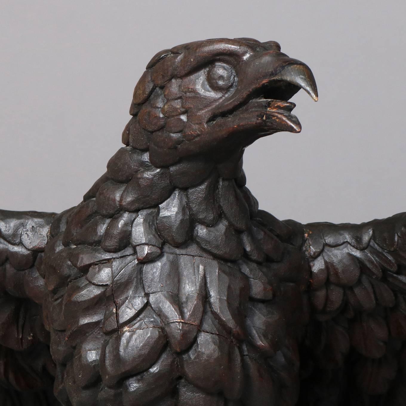 Oversized antique hand-carved oak Americana folk art eagle, 19th century

Measures: 20