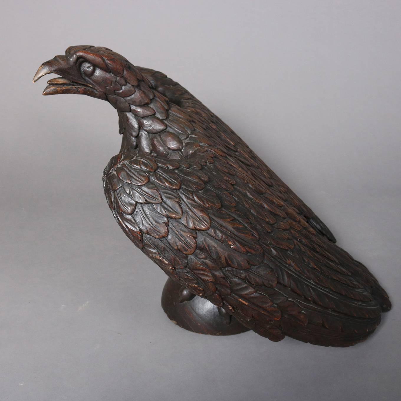 Oversized Antique 19th Century Americana Folk Art Hand-Carved Oak Eagle 3