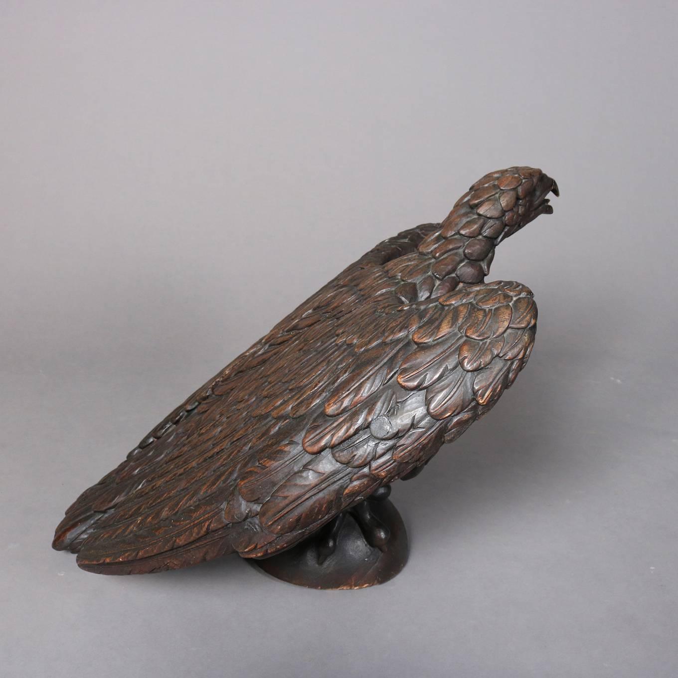 Oversized Antique 19th Century Americana Folk Art Hand-Carved Oak Eagle 5