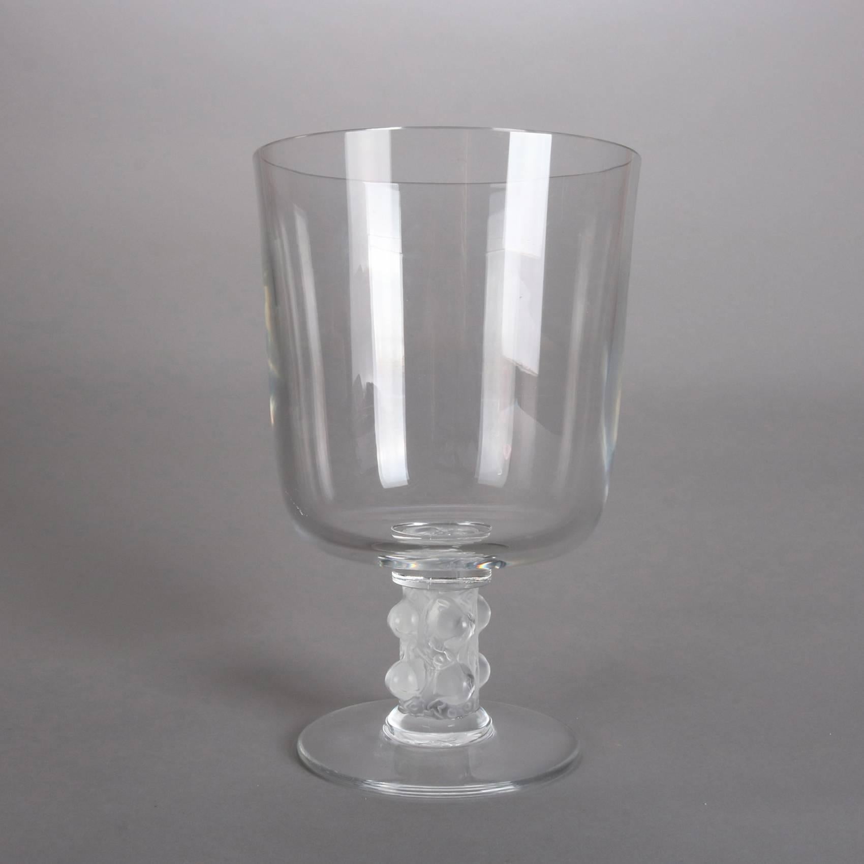 Frosted French Lalique Crystal Art Glass Chalice, Signed, 20th Century
