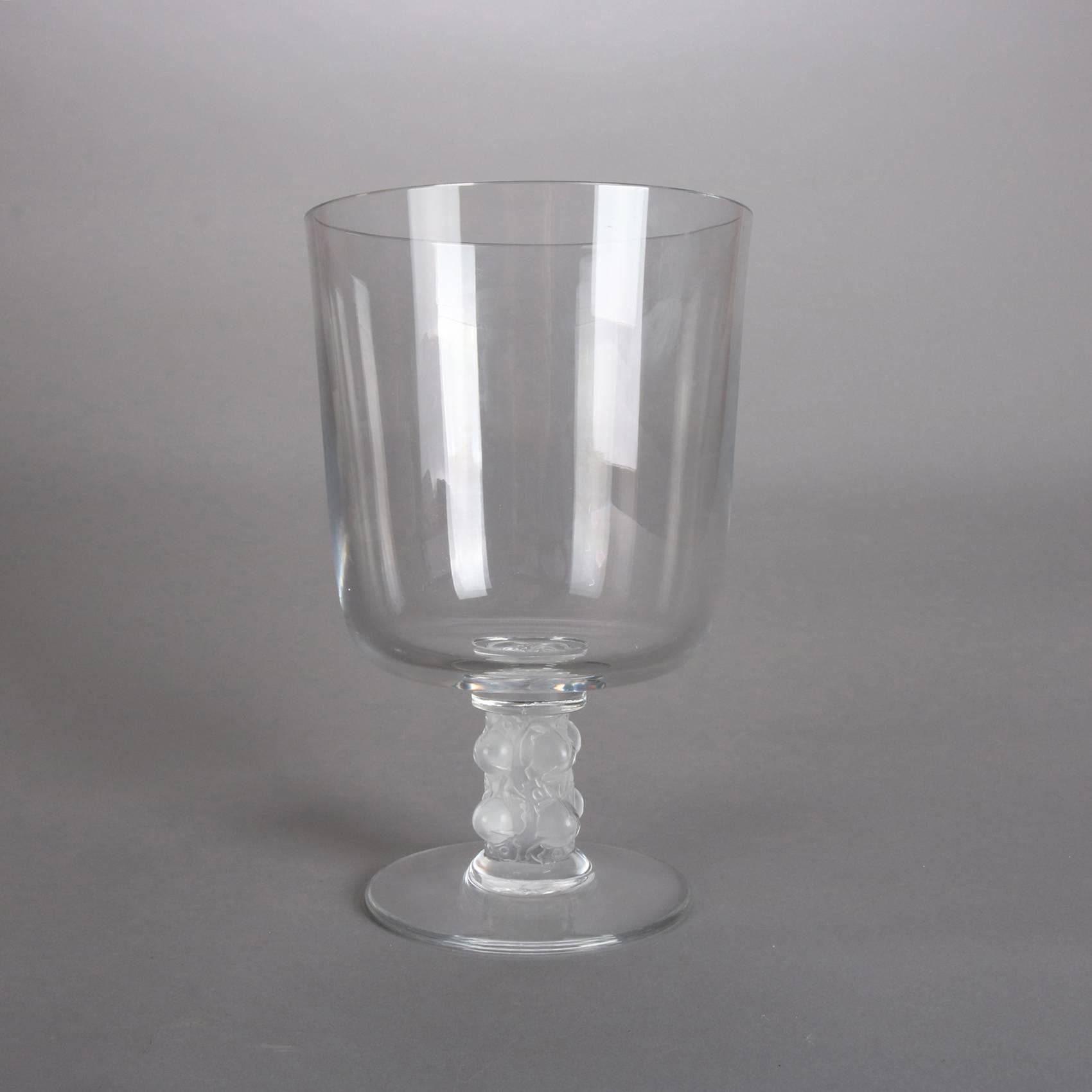 French Lalique Crystal Art Glass Chalice, Signed, 20th Century In Good Condition In Big Flats, NY
