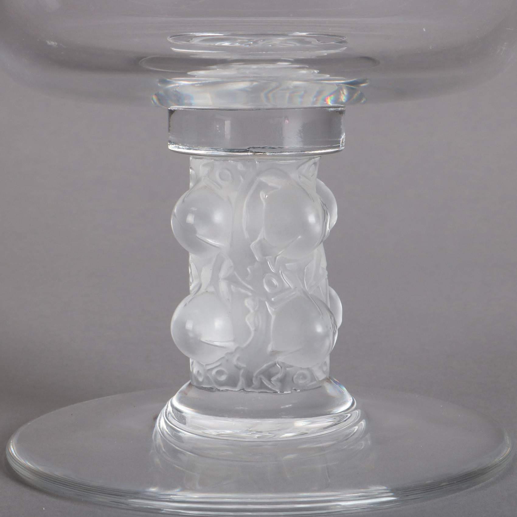 French Lalique Crystal Art Glass Chalice, Signed, 20th Century 1