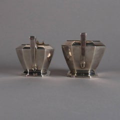 Antique Art Deco Sterling Silver Gold Wash Creamer and Sugar Set, 20th Century