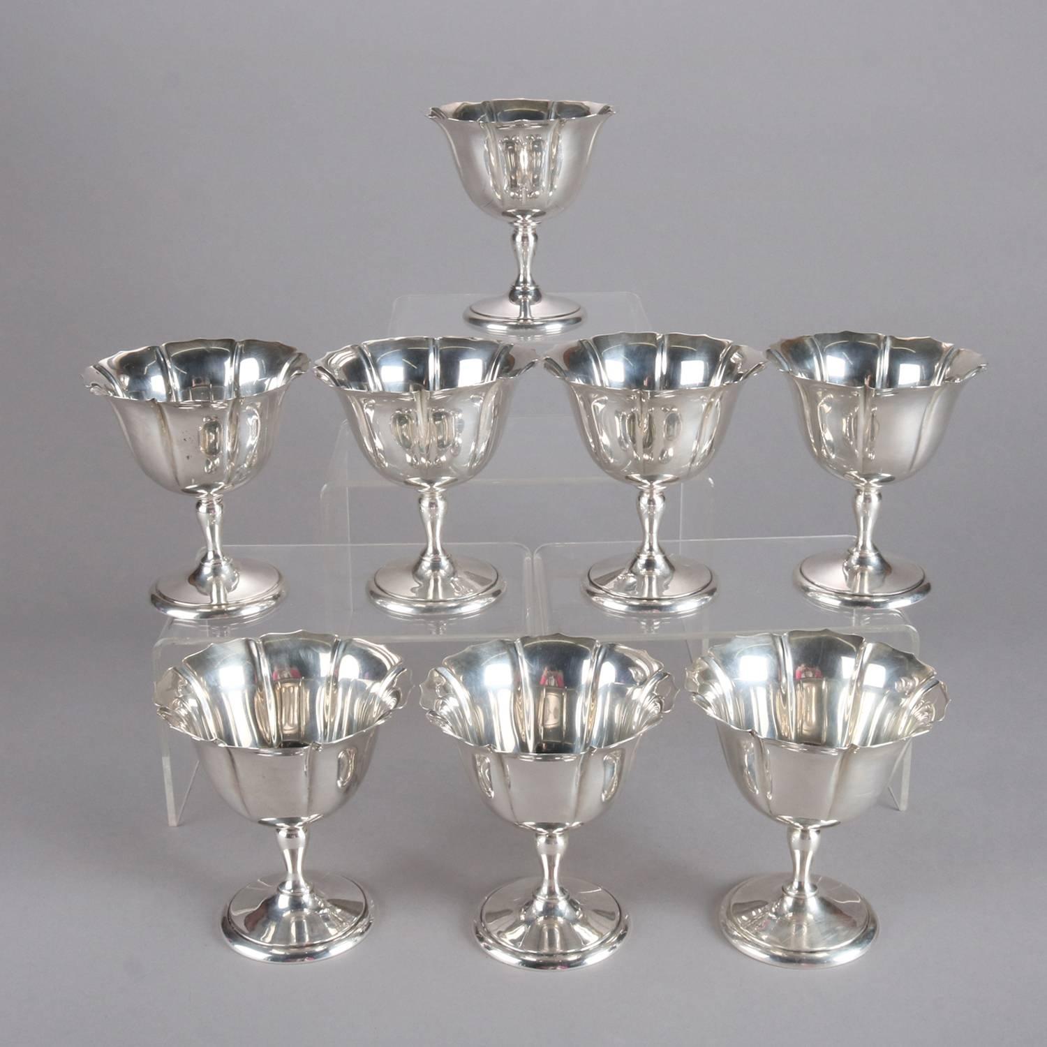 Set of Eight Sterling Silver Stemmed Dessert Cups, 20 toz, 20th Century 2