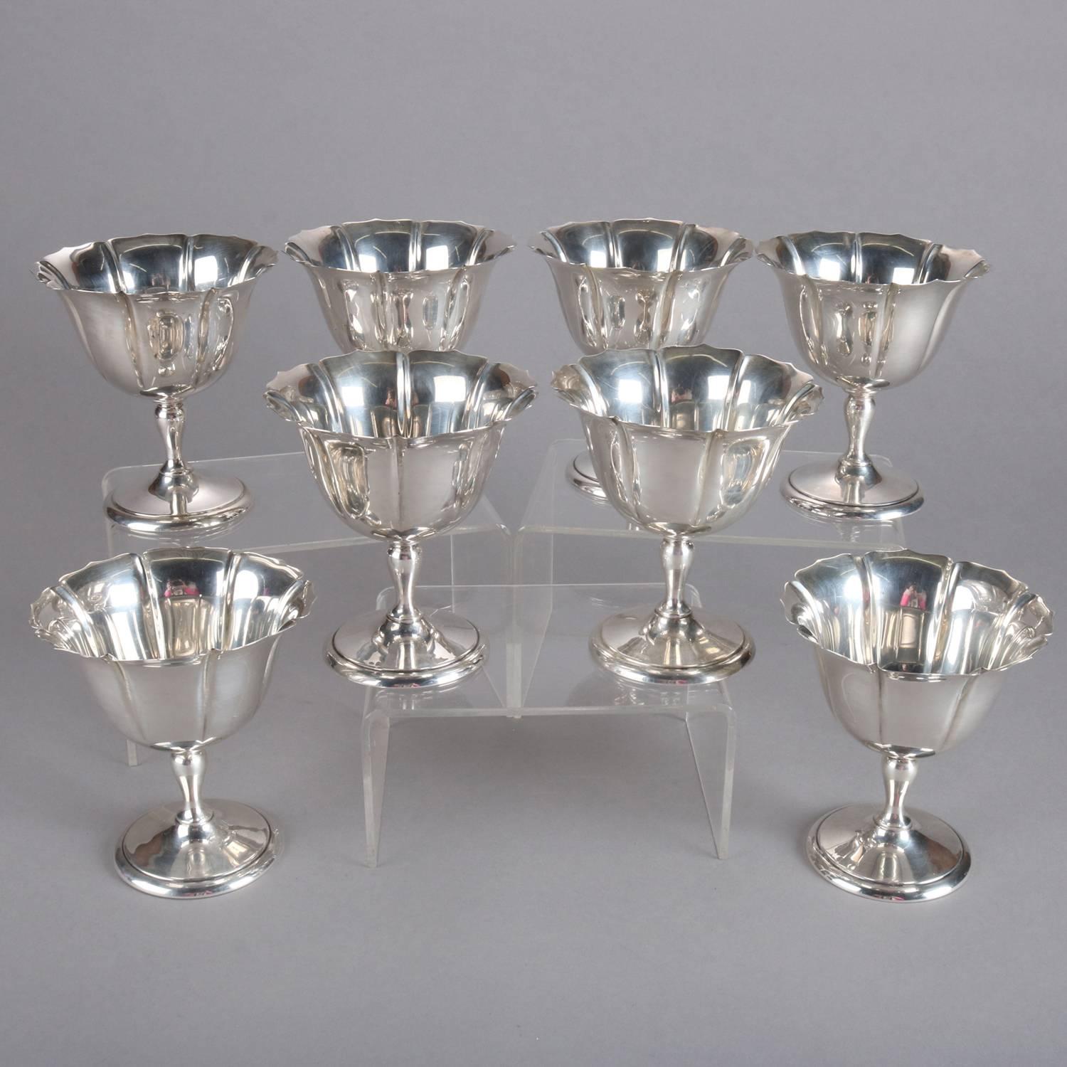 Set of Eight Sterling Silver Stemmed Dessert Cups, 20 toz, 20th Century 1