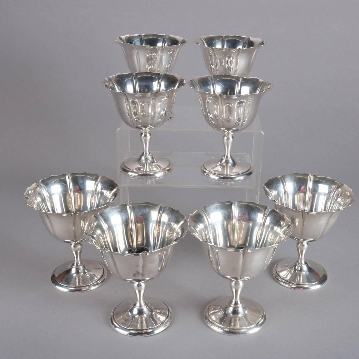 Set of Eight Sterling Silver Stemmed Dessert Cups, 20 toz, 20th Century In Good Condition In Big Flats, NY