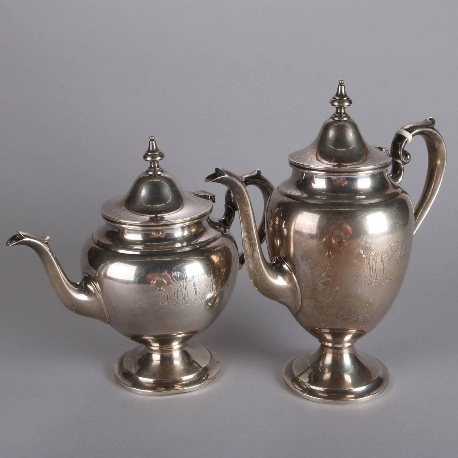 American Five-Piece Gorham Sterling Silver Footed Coffee and Tea Set