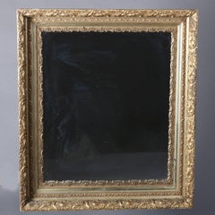 Antique Scroll and Foliate Form Deep Gold Giltwood Wall Mirror, 19th Century