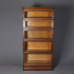 Antique Arts and Crafts Mission Oak Globe Warner Five-Stack Barrister Bookcase