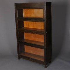 Antique Arts and Crafts Mission Oak Four-Stack Barrister Bookcase, 20th Century