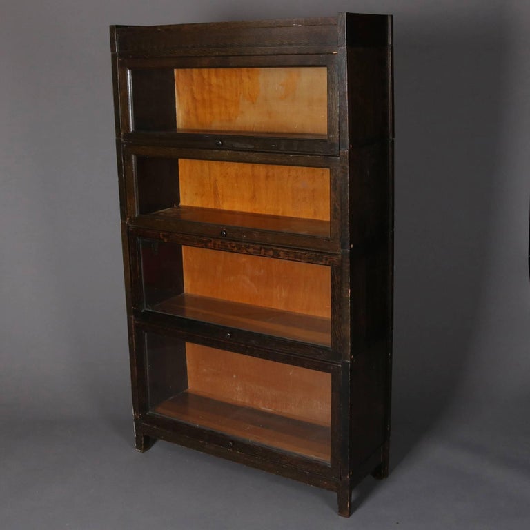 Antique Arts And Crafts Mission Oak Four Stack Barrister Bookcase Antique Arts And Crafts Mission Oak Barrister Law Office Bookcase Features Four Stacks With Pull Out