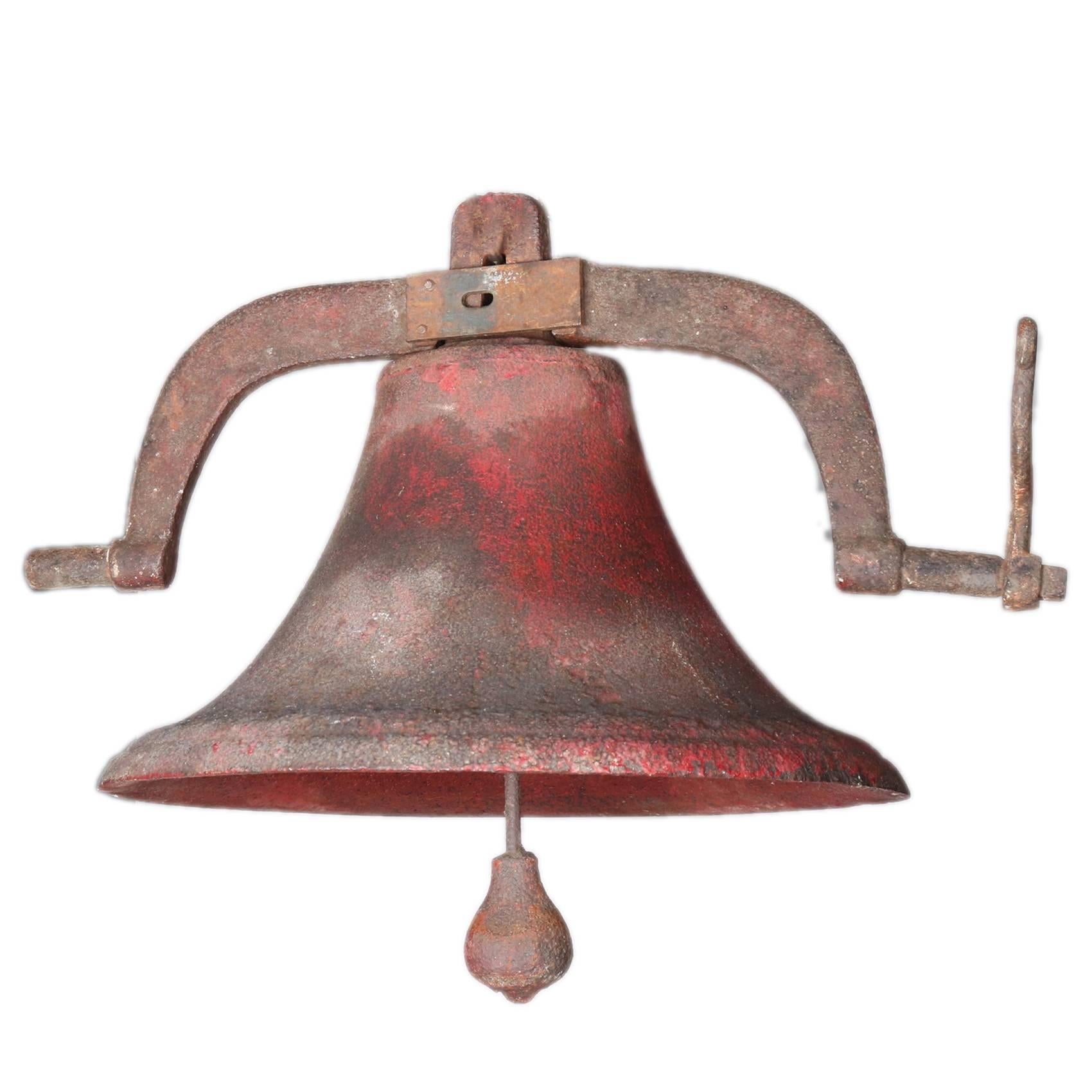 Early Antique Cast Iron School Bell by B.C. Taylor, Dayton, Ohio, 19th Century