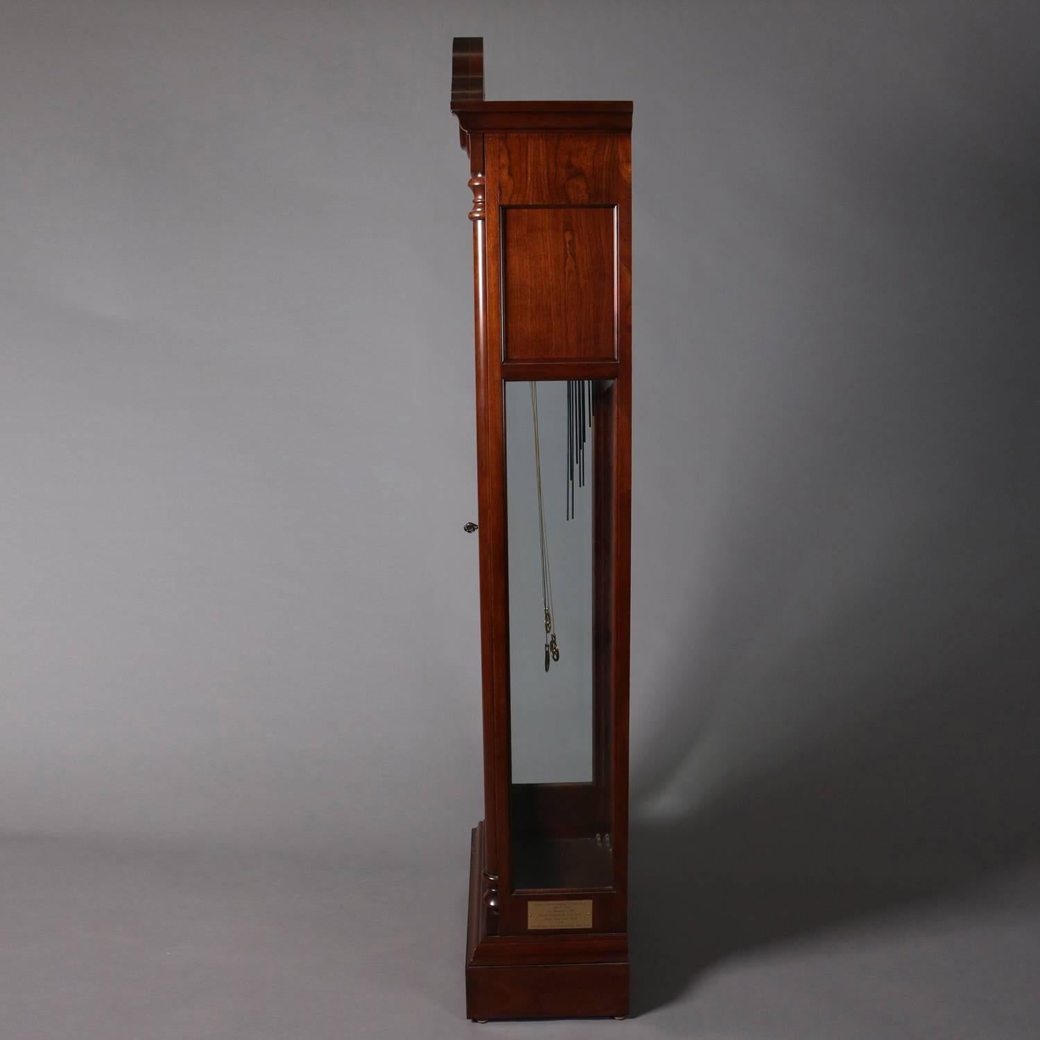 Vintage Mahogany Long Case Moon Phase Clock by Colonial Molyneux, 20th Century In Good Condition In Big Flats, NY